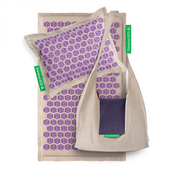 Pranamat ECO Set (Mat + Pillow + Bag) Natural & Lavender